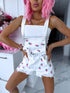 WHITE denim shorts "PINK STRAWBERRY"